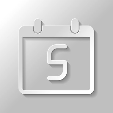 5 gün, basit simgesi ile takvim. Kağıt tarzı ile gölge gri arka plan üzerinde