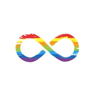 sonsuzluk simgesi, basit simgesi. Çizim işaretiyle Lgbt stil, gökkuşağı (kırmızı, turuncu, sarı, yeşil, mavi, Indigo, menekşe, yedi renk