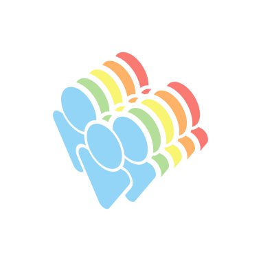 Takım Grup simgesi. Beyaz arka plan üzerinde renkli izometrik simgeler yığını