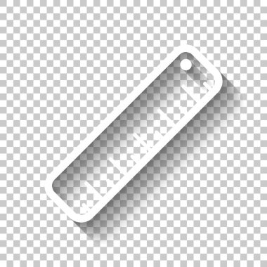 basit cetvel simgesi. Gölge şeffaf arka plan üzerinde beyaz simgesi