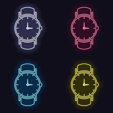 Klasik el dikkat ile okları, kutsal kişilerin resmi. Neon işareti kümesi. Koyu arka plan üzerinde casino tarzı. Seamless modeli