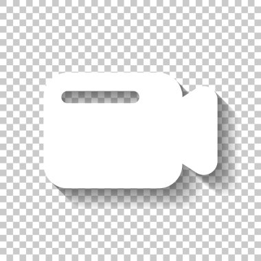 Basit video kamera simgesi. Gölge şeffaf arka plan üzerinde beyaz simgesi