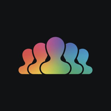 Takım, birkaç kişi. Gökkuşağı rengi ve koyu arka plan