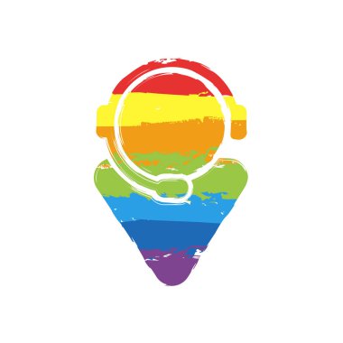 Müşteri Hizmetleri. servisini destekleyen. basit simgesi. Çizim işaretiyle Lgbt stil, gökkuşağı (kırmızı, turuncu, sarı, yeşil, mavi, Indigo, menekşe, yedi renk