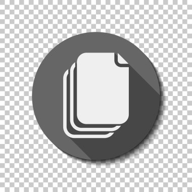 belge. basit siluet. Saydam arka plan üzerinde bir dairede uzun gölge beyaz düz simgesi