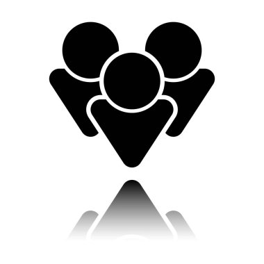 Takım Grup simgesi. Siyah beyaz arka plan ayna yansıması simgesiyle