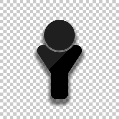 Basit erkek sembolü. Adam simgesi. Saydam arka plan üzerinde yumuşak gölgeli siyah cam kutsal kişilerin resmi