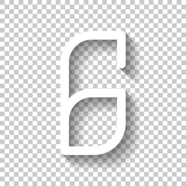 Sayı 6, rakamı, altıncı. Gölge şeffaf arka plan üzerinde beyaz simgesi