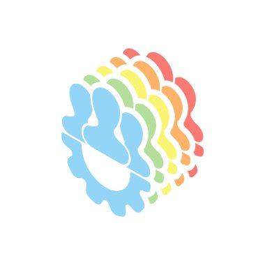 Takım, teknik destek, kaç kişi ve dişli. Beyaz arka plan üzerinde renkli izometrik simgeler yığını