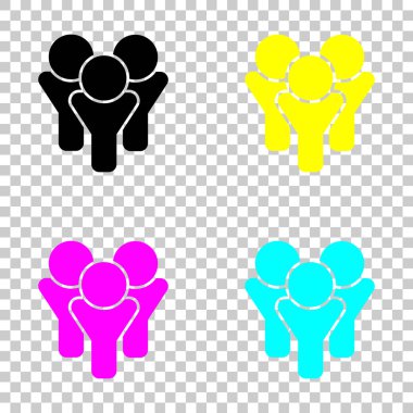 Takım Grup simgesi. Cmyk simgeleri şeffaf arka plan üzerinde renkli dizi