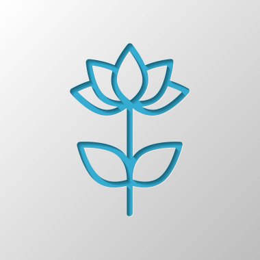 Basit çiçek sembolü. Doğrusal simgesi. Kağıt tasarımı. Gölge ile düzenlenen sembolü