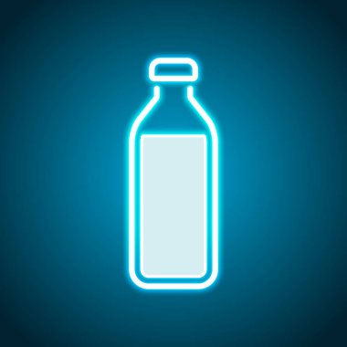 şişe su, basit simgesi. Neon tarzı. Işık dekorasyon simgesi. Parlak elektrik sembolü