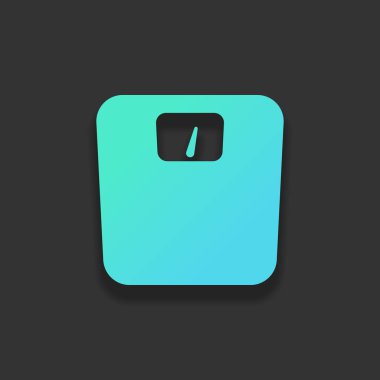 ağırlıklar, basit sembol siluet. Renkli logo kavramı koyu arka plan üzerinde yumuşak gölge ile. Masmavi okyanus rengini simgesi