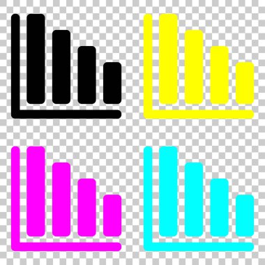 Azalan grafik hat simgesi. Cmyk simgeleri şeffaf arka plan üzerinde renkli dizi.
