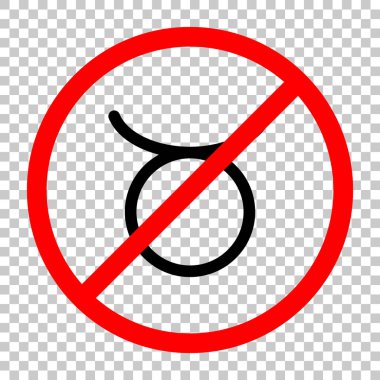 Astrolojik işaret. Toros basit simgesi. Siyah kırmızı uyarı işareti şeffaf arka plan ile nesnesinde izin yok