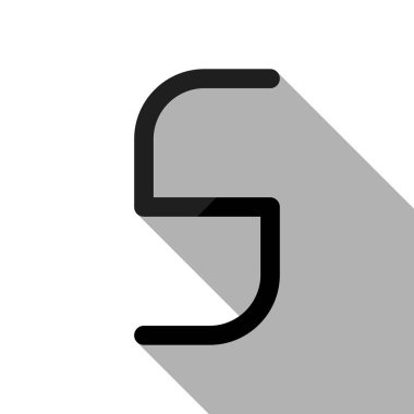 Sayı 5, rakamı, beşinci. Uzun gölge beyaz arka planda siyah nesnesiyle