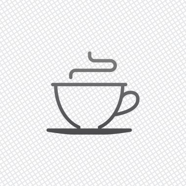 Basit fincan kahve ya da çay. Doğrusal simgesi, ince anahat. Kılavuz arka plan üzerinde