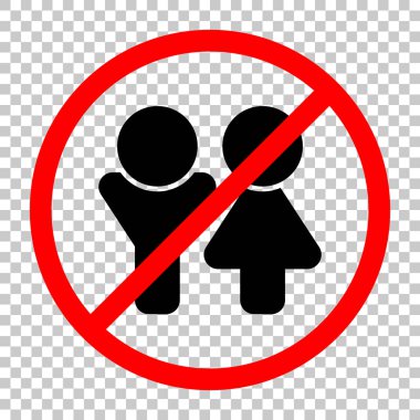 Erkek ve dişi simgeler kümesi. Basit simgesi. Siyah kırmızı uyarı işareti şeffaf arka plan ile nesnesinde izin yok