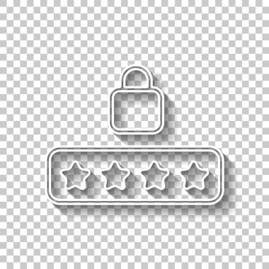 • PIN kodu ve kilit. Basit simgesi. Gölge şeffaf arka plan üzerinde beyaz anahat işaretiyle