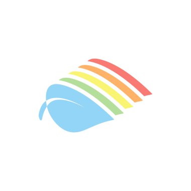 yaprak simgesi. Beyaz arka plan üzerinde renkli izometrik simgeler yığını