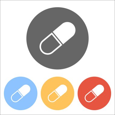 Tablet simgesi. Renkli daireler üzerinde beyaz simgeler kümesi