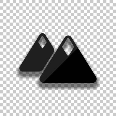 Dağlar simgesi. Basit sembol. Saydam arka plan üzerinde yumuşak gölgeli siyah cam kutsal kişilerin resmi