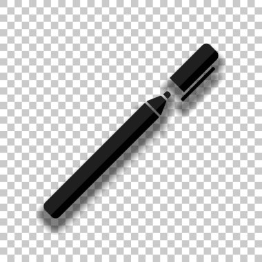 Kalem veya işareti simgesi. Saydam arka plan üzerinde yumuşak gölgeli siyah cam kutsal kişilerin resmi