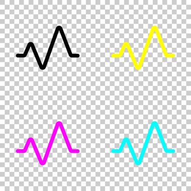 kalp nabız hattı. basit tek simge. bir çizgi stili. Cmyk simgeleri şeffaf arka plan üzerinde renkli dizi
