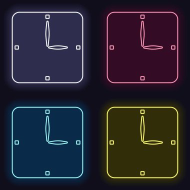 Basit saat simgesi. Moda neon işareti kümesi. Koyu arka plan üzerinde casino tarzı. Seamless modeli