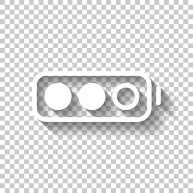 Basit pil, yarı düzey. Gölge şeffaf arka plan üzerinde beyaz simgesi