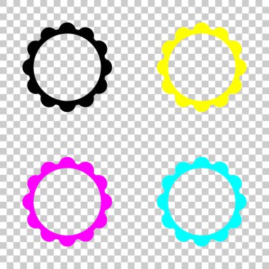 Güneş. basit simgesi. Cmyk simgeleri şeffaf arka plan üzerinde renkli dizi