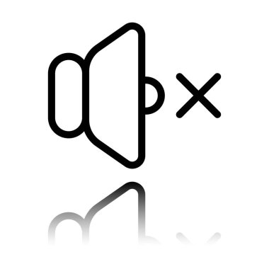 ses sessiz simgesi. Siyah beyaz arka plan ayna yansıması simgesiyle