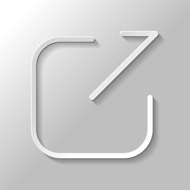 Paylaşımı, oturum kapatma veya karşıya yükleme. Çapraz ok Meydanı dışarı. Kağıt tarzı ile gölge gri arka plan üzerinde