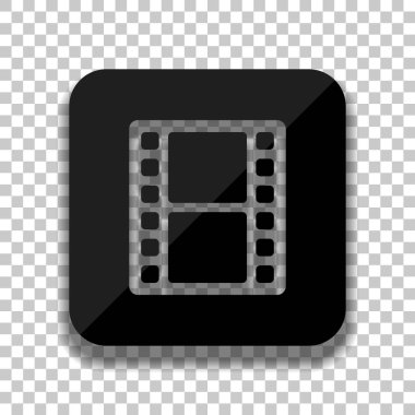 TV film şeridi ile. Saydam arka plan üzerinde yumuşak gölgeli siyah cam kutsal kişilerin resmi