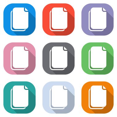 belge basit simgesi. Beyaz simgeleri uygulamalar için renkli kareler olarak ayarlayın. Sorunsuz imkanı ve desen poster için