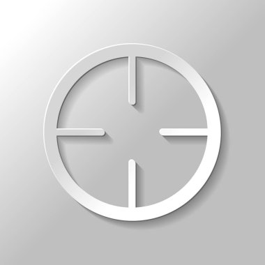 Basit hedef simgesini. Kağıt tarzı ile gölge gri arka plan üzerinde