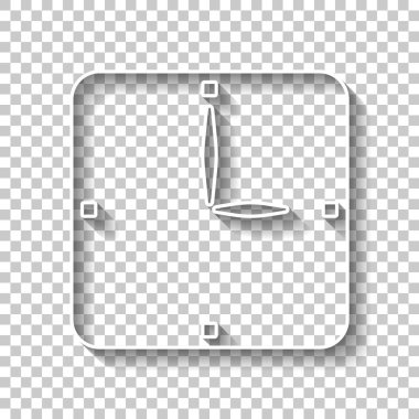 Basit saat simgesi. Gölge şeffaf arka plan üzerinde beyaz anahat işaretiyle