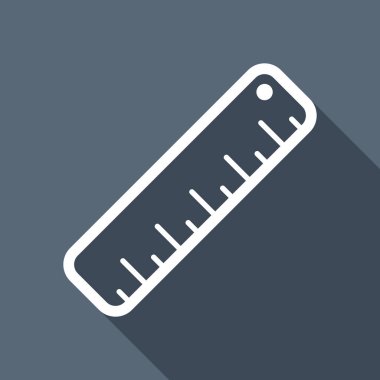 basit cetvel simgesi. Uzun Gölge arka plan üzerinde beyaz düz simgesi