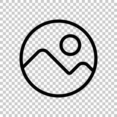 Basit resim simgesi. Doğrusal sembol, ince anahat. Saydam arka plan üzerinde.