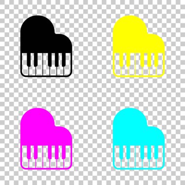 Piyano simgesi. Cmyk simgeleri şeffaf arka plan üzerinde renkli dizi