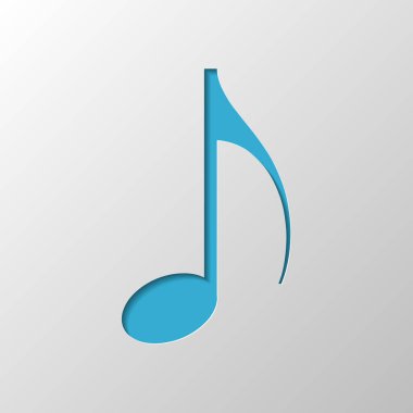 Müzik Not simgesi. Kağıt tasarımı. Gölge ile düzenlenen sembolü