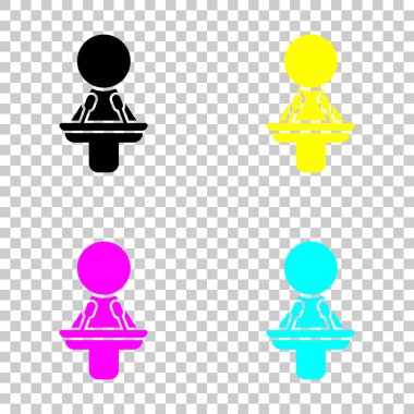 Kadın sözcü kutsal kişilerin resmi. Cmyk simgeleri şeffaf arka plan üzerinde renkli dizi