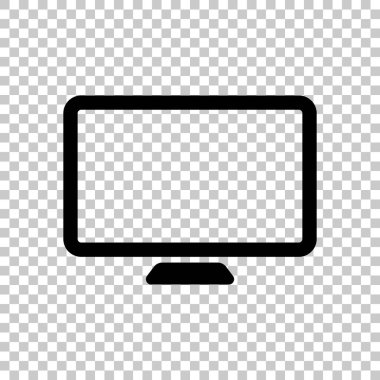 Bilgisayar monitörü veya modern Tv. basit simgesi. Saydam arka plan üzerinde.