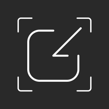 Paylaşımı, oturum açma veya indir. Çapraz ok Meydanı içine. Beyaz nesne kamera otomatik odaklama koyu arka plan üzerinde