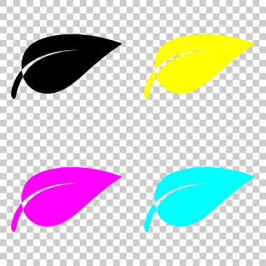 yaprak simgesi. Cmyk simgeleri şeffaf arka plan üzerinde renkli dizi.