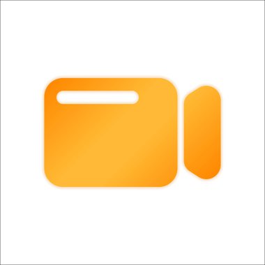 Basit video kamera simgesi. Portakal işareti beyaz arka plan üzerinde düşük ışık ile