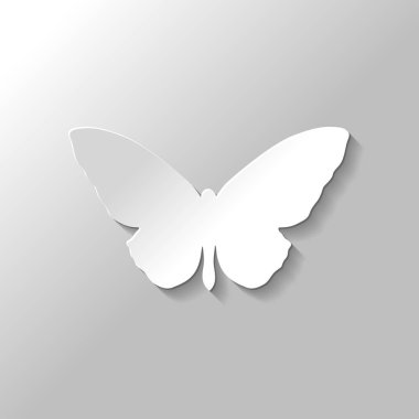 kelebek simgesi. Kağıt tarzı ile gölge gri arka plan üzerinde
