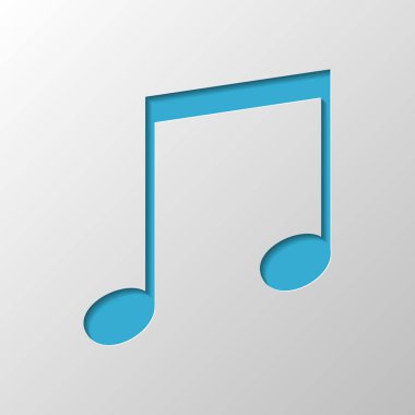 Müzik Not simgesi. Kağıt tasarımı. Gölge ile düzenlenen sembolü