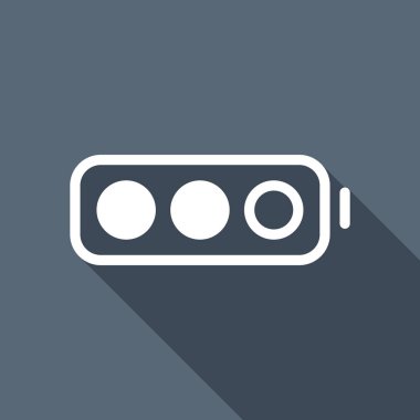 Basit pil, yarı düzey. Uzun Gölge arka plan üzerinde beyaz düz simgesi