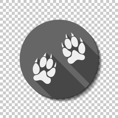 hayvan parça simgesi. Saydam arka plan üzerinde bir dairede uzun gölge beyaz düz simgesi